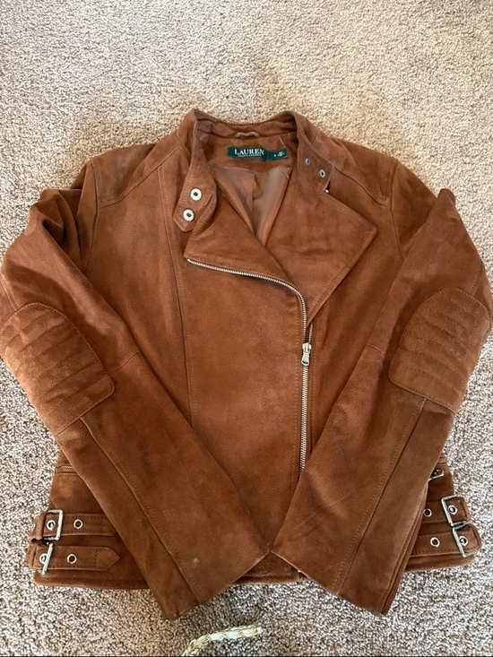 Lauren Ralph Lauren Brown Suede Moto Jacket - Picture 3 of 5